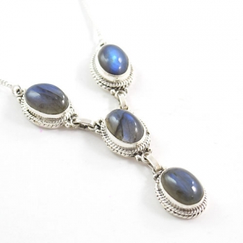 Pure silver blue fire labradorite necklace